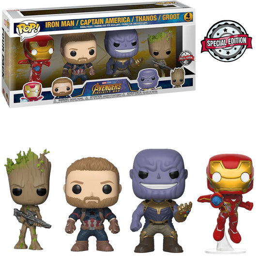 Funko Pop Avengers Infinity War Iron Man / Captain America / Thanos / Groot - Pack4